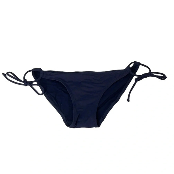 GARAGE Swim String Bikini Bottoms Navy Blue Tied Sides Size M - Picture 1 of 6